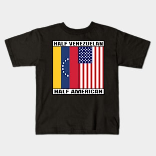 Half Venezuelan Half American Heritage USA Roots & Venezuela DNA Family Flag Design. Kids T-Shirt